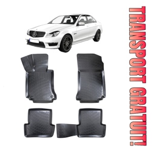 Mercedes C Class W204 2007-2014 Set 4 covorase auto din cauciuc tip tavita premium line 3D
