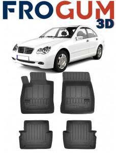 Mercedes Clasa C W203, Sedan, Din 2001 - 03.2007 , Set Covorase Auto Tip Tavita Premium 3D, din cauciuc accesorii pentru autoturismul tau - masina v174699