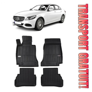 Mercedes Clasa C W205, Sedan, Din 03.2014 - 11.2020 , Set Covorase Auto Tip Tavita Premium 3D, din cauciuc