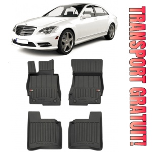 Mercedes S-Class W221 Din 07.2005 - 06.2013, Sedan, Ampatament Lung , Set Covorase Auto Tip Tavita Premium 3D, din cauciuc