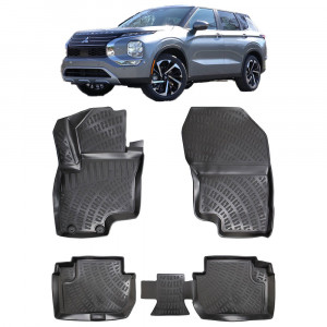 Mitsubishi Outlander Phev (Plug-In Hybrid) 2018-2022 Set 4 covorase auto din cauciuc tip tavita premium line 3D