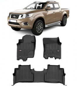Nissan Navara Din 01.2016 - Prezent, Pick-Up , Set Covorase Auto Tip Tavita Premium 3D, din cauciuc accesorii pentru autoturismul tau - masina v165044