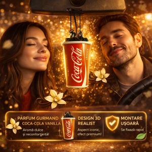 Odorizant Auto 3D Coca Cola Vanilie, Tip Pahar, Oglinda Retrovizoare, Parfum Intens și Persistent, Design Realist, Vegan Friendly - Img 4