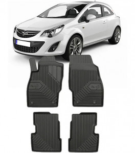 Opel Corsa D Din 2006 - 11.2014, Hatchback , Set Covorase Auto Tip Tavita Premium 3D, din cauciuc accesorii pentru autoturismul tau - masina v168281