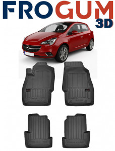 Opel Corsa E, Hatchback, Din 12.2014 - 05.2019 , Set Covorase Auto Tip Tavita Premium 3D, din cauciuc accesorii pentru autoturismul tau - masina v172472