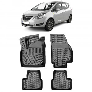 Opel Meriva B 2010-2017 Set 4 covorase auto din cauciuc tip tavita premium line 3D accesorii pentru autoturismul tau - masina v241829