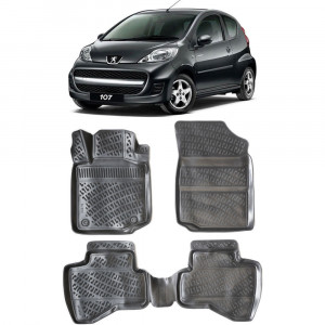 Peugeot 107 2005-2014 Set 4 covorase auto din cauciuc tip tavita premium line 3D accesorii pentru autoturismul tau - masina v243402