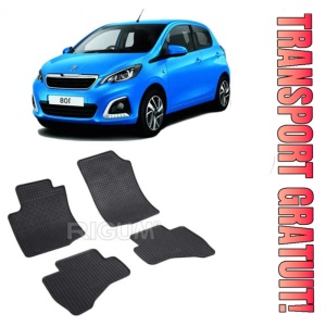Peugeot 108, Hatchback, fabricat din 07.2014 - Prezent, set covorase auto dedicate, din cauciuc 100% Premium