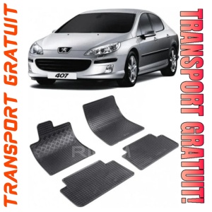 Peugeot 407, Sedan, fabricat din 2004 - 12.2010, set covorase auto dedicate, din cauciuc 100% Premium