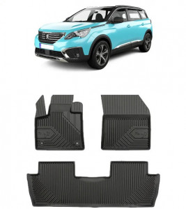 Peugeot 5008 II Din 07.2017 - Prezent, Suv , Set Covorase Auto Tip Tavita Premium 3D, din cauciuc accesorii pentru autoturismul tau - masina v165349
