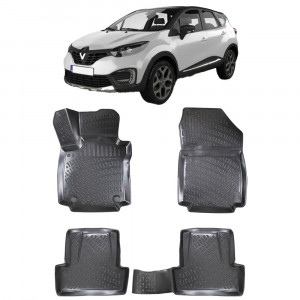 Renault Captur 2013-2019 Set 4 covorase auto din cauciuc tip tavita premium line 3D accesorii pentru autoturismul tau - masina v242291