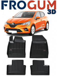 Renault Clio V, Hatchback, Din 09.2019 - Prezent , Set Covorase Auto Tip Tavita Premium 3D, din cauciuc accesorii pentru autoturismul tau - masina v173699