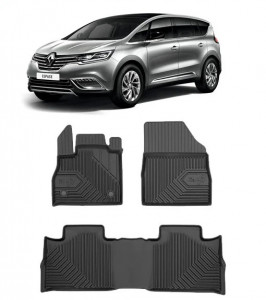 Renault Espace V Din 04.2015 - Prezent, Van , Set Covorase Auto Tip Tavita Premium 3D, din cauciuc accesorii pentru autoturismul tau - masina v168921
