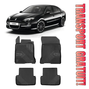 Renault Laguna III Din 07.2007 - 12.2015, Hatchback , Set Covorase Auto Tip Tavita Premium 3D, din cauciuc