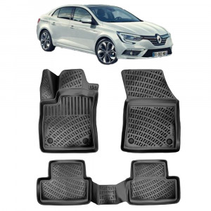 Renault Megane 4 Sedan 2016- Set 4 covorase auto din cauciuc tip tavita premium line 3D accesorii pentru autoturismul tau - masina v241732