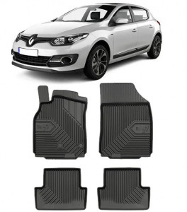 Renault Megane III Din 11.2008 - 12.2015, Hatchback , Set Covorase Auto Tip Tavita Premium 3D, din cauciuc accesorii pentru autoturismul tau - masina v168975