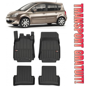 Renault Modus Din 01.2004 - 12.2007, Hatchback , Set Covorase Auto Tip Tavita Premium 3D, din cauciuc
