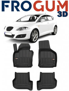Seat Leon II 1P, Hatchback, Din 07.2005 - 2012 , Set Covorase Auto Tip Tavita Premium 3D, din cauciuc accesorii pentru autoturismul tau - masina v172401