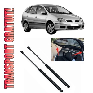 Set 2 amortizoare portbagaj haion NISSAN ALMERA TINO (V10) din 2000-2006, 2 bucati, MAGNUM TECHNOLOGY, 4 stickere auto NISSAN
