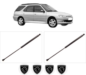Set 2 amortizoare portbagaj haion PEUGEOT 306 Break (7E, N3, N5) din 1997-2002, 2 bucati, KROSNO, 4 stickere auto PEUGEOT v6097
