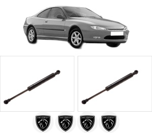 Set 2 amortizoare portbagaj haion PEUGEOT 406 Coupe (8C) din 1997-2004, 2 bucati, KROSNO, 4 stickere auto PEUGEOT v3997
