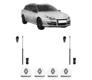 Set 2 amortizoare portbagaj haion RENAULT LAGUNA III Grandtour (KT0/1) din 2007-2015, 2 bucati, MAGNUM TECHNOLOGY, 4 stickere auto RENAULT v4782