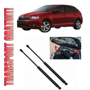 Set 2 amortizoare portbagaj haion SKODA RAPID Spaceback (NH1) din 2012-2019, 2 bucati, MAGNUM TECHNOLOGY, 4 stickere auto SKODA