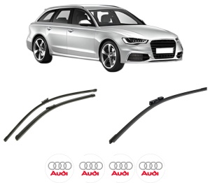 Set 3 stergatoare AUDI A6 C7 Avant (4G5, 4GD) din 2011-2018, pentru parbriz si luneta fata si spate auto, Bosch Aerotwin-Aerotwin, din cauciuc siliconat rezistent, 4 Stickere Auto AUDI - Img 2
