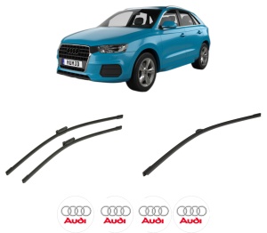 Set 3 stergatoare AUDI Q3 (F3B) din 2018-2021, pentru parbriz si luneta fata si spate auto, Bosch Aerotwin-Aerotwin, din cauciuc siliconat rezistent, 4 Stickere Auto AUDI - Img 2