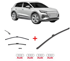 Set 3 stergatoare AUDI Q4 SUV (F4B) din 2021, pentru parbriz si luneta fata si spate auto, Valeo Silencio Xtrm, din cauciuc siliconat rezistent, 4 Stickere Auto AUDI v13414
