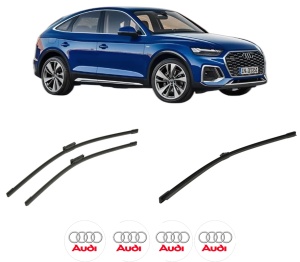 Set 3 stergatoare AUDI Q5 Sportback (FYT) din 2020-2021, pentru parbriz si luneta fata si spate auto, Bosch Aerotwin-Aerotwin, din cauciuc siliconat rezistent, 4 Stickere Auto AUDI - Img 2