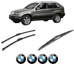 Set 3 stergatoare BMW Seria X5 (E53) din 2000-2006, pentru parbriz si luneta fata si spate auto, Bosch Twin-Aerotwin Retrofit, din cauciuc siliconat rezistent, 4 Stickere Auto BMW - Img 2