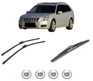 Set 3 stergatoare CADILLAC BLS Wagon din 2007-2010, pentru parbriz si luneta fata si spate auto, Bosch Twin-Aerotwin, din cauciuc siliconat rezistent, 4 Stickere Auto CADILLAC - Img 2