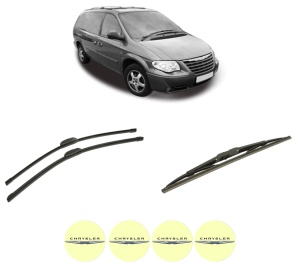 Set 3 stergatoare CHRYSLER GRAND VOYAGER / VOYAGER IV (RG, RS) din 2000-2008, pentru parbriz si luneta fata si spate auto, Bosch Twin-Aerotwin Retrofit, din cauciuc siliconat rezistent, 4 Stickere Auto CHRYSLER - Img 2