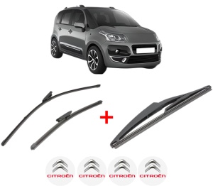 Set 3 stergatoare CITROEN C3 PICASSO (SH_) din 2008 - 2017, pentru parbriz si luneta fata si spate auto, Valeo Silencio, din cauciuc siliconat rezistent, 4 Stickere Auto CITROEN v15274