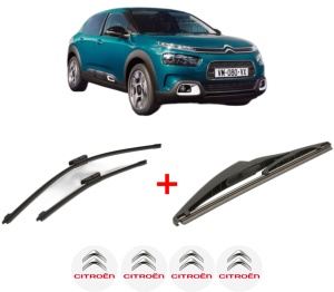 Set 3 stergatoare CITROEN C4 CACTUS Van (0B_, 0P_) din 2019, pentru parbriz si luneta fata si spate auto, Bosch Twin, din cauciuc siliconat rezistent, 4 Stickere Auto CITROEN v3575