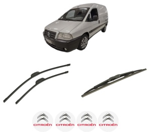 Set 3 stergatoare CITROEN JUMPY II Platform/Chassis din 2006-2016, pentru parbriz si luneta fata si spate auto, Bosch Twin-Aerotwin Retrofit, din cauciuc siliconat rezistent, 4 Stickere Auto CITROEN - Img 2