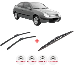 Set 3 stergatoare CITROEN XSARA Coupe (N0) din 1998 - 2005, pentru parbriz si luneta fata si spate auto, Bosch Twin, din cauciuc siliconat rezistent, 4 Stickere Auto CITROEN v11249