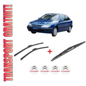 Set 3 stergatoare CITROEN XSARA Hatchback Van (N3_) din 1998 - 2005, pentru parbriz si luneta fata si spate auto, Bosch Twin, din cauciuc siliconat rezistent, 4 Stickere Auto CITROEN