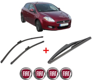 Set 3 stergatoare FIAT BRAVO II (198_) din 2006 - 2016, pentru parbriz si luneta fata si spate auto, Valeo Silencio, din cauciuc siliconat rezistent, 4 Stickere Auto FIAT v15154