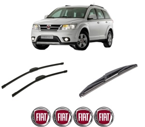 Set 3 stergatoare FIAT FREEMONT (345_) din 2011-2016, pentru parbriz si luneta fata si spate auto, Bosch Twin-Aerotwin Retrofit, din cauciuc siliconat rezistent, 4 Stickere Auto FIAT - Img 2