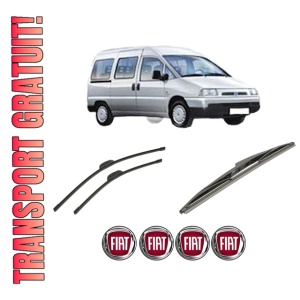Set 3 stergatoare FIAT SCUDO Bus (270_, 272_) din 2007-2016, pentru parbriz si luneta fata si spate auto, Bosch Twin-Aerotwin Retrofit, din cauciuc siliconat rezistent, 4 Stickere Auto FIAT