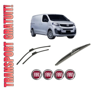 Set 3 stergatoare FIAT SCUDO Van din 2022-2023, pentru parbriz si luneta fata si spate auto, Bosch Twin-Aerotwin, din cauciuc siliconat rezistent, 4 Stickere Auto FIAT