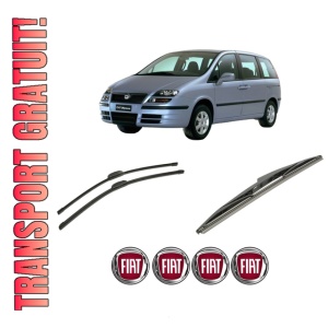 Set 3 stergatoare FIAT ULYSSE (179_) din 2002-2011, pentru parbriz si luneta fata si spate auto, Bosch Twin-Aerotwin Retrofit, din cauciuc siliconat rezistent, 4 Stickere Auto FIAT