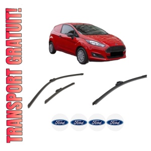 Set 3 stergatoare FORD FIESTA VII Van din 2018-2020, pentru parbriz si luneta fata si spate auto, Bosch Aerotwin-Aerotwin, din cauciuc siliconat rezistent, 4 Stickere Auto FORD