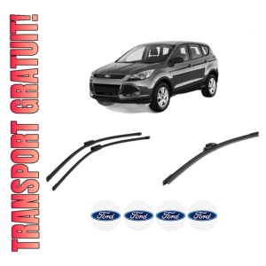 Set 3 stergatoare FORD KUGA II VAN din 2014-2019, pentru parbriz si luneta fata si spate auto, Bosch Aerotwin-Aerotwin Multi, din cauciuc siliconat rezistent, 4 Stickere Auto FORD