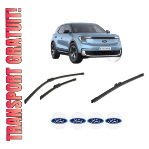 Set 3 stergatoare FORD USA EXPLORER (CX740) din 2024, pentru parbriz si luneta fata si spate auto, Bosch Aerotwin-Aerotwin, din cauciuc siliconat rezistent, 4 Stickere Auto FORD USA
