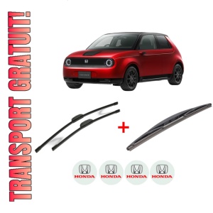 Set 3 stergatoare HONDA e (ZC7_) din 2019, pentru parbriz si luneta fata si spate auto, Bosch Twin, din cauciuc siliconat rezistent, 4 Stickere Auto HONDA