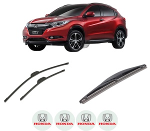 Set 3 stergatoare HONDA HR-V (RU) din 2014-2015, pentru parbriz si luneta fata si spate auto, Bosch Twin-Aerotwin Retrofit, din cauciuc siliconat rezistent, 4 Stickere Auto HONDA - Img 2