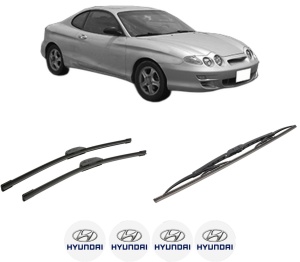 Set 3 stergatoare HYUNDAI COUPE I (RD) din 1996-2002, pentru parbriz si luneta fata si spate auto, Bosch Twin-Aerotwin Retrofit, din cauciuc siliconat rezistent, 4 Stickere Auto HYUNDAI - Img 2